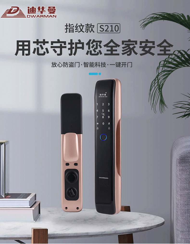 迪華曼智能鎖 S210全自動電子貓眼隱藏鎖指紋鎖