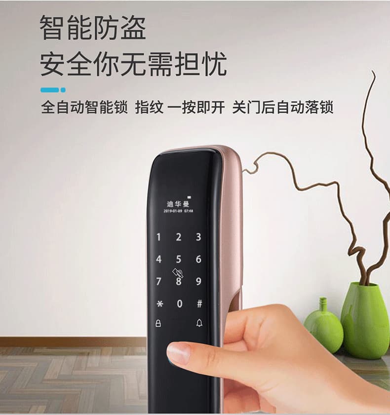 迪華曼智能鎖 S210全自動電子貓眼隱藏鎖指紋鎖