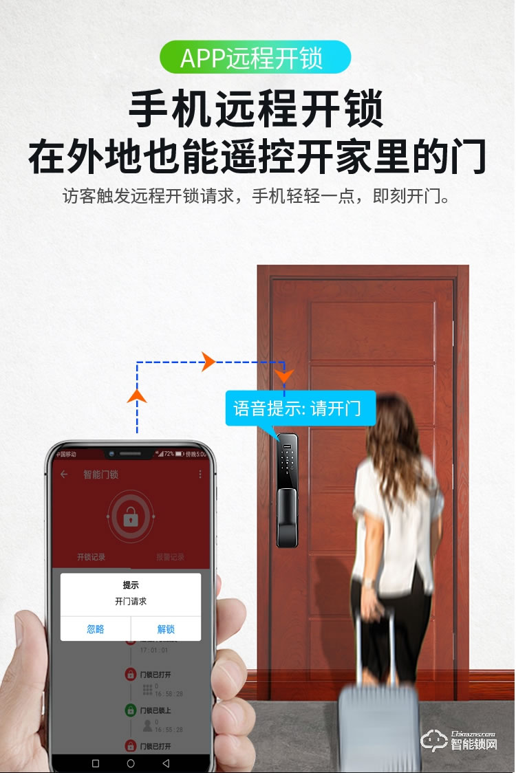 健漢智能鎖 A16防盜門推拉式智能密碼鎖