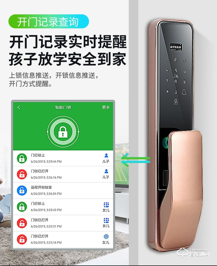 健漢智能鎖 A16防盜門推拉式智能密碼鎖