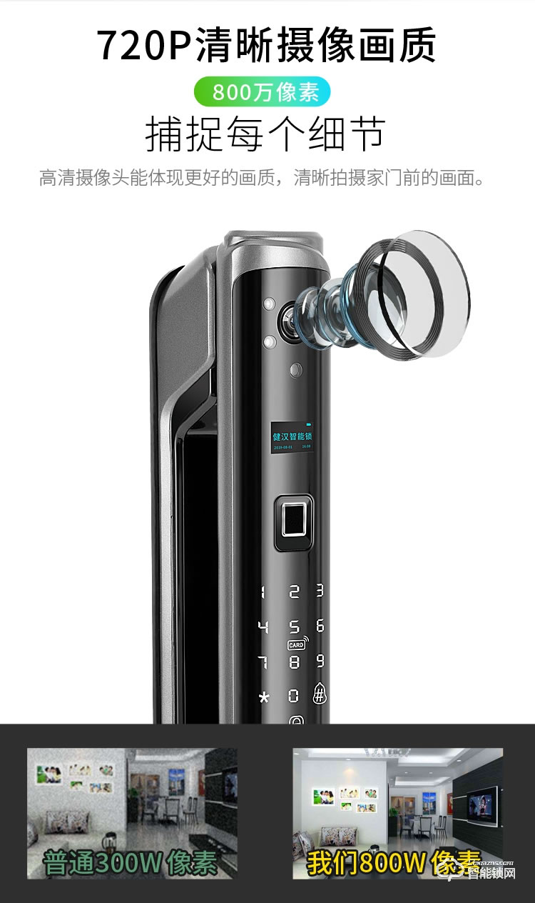 健漢智能鎖 P8家用防盜門密碼鎖