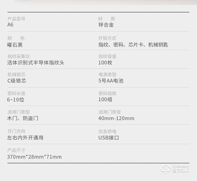 碩瑪智能鎖 A6家用防盜門機電分離智能鎖