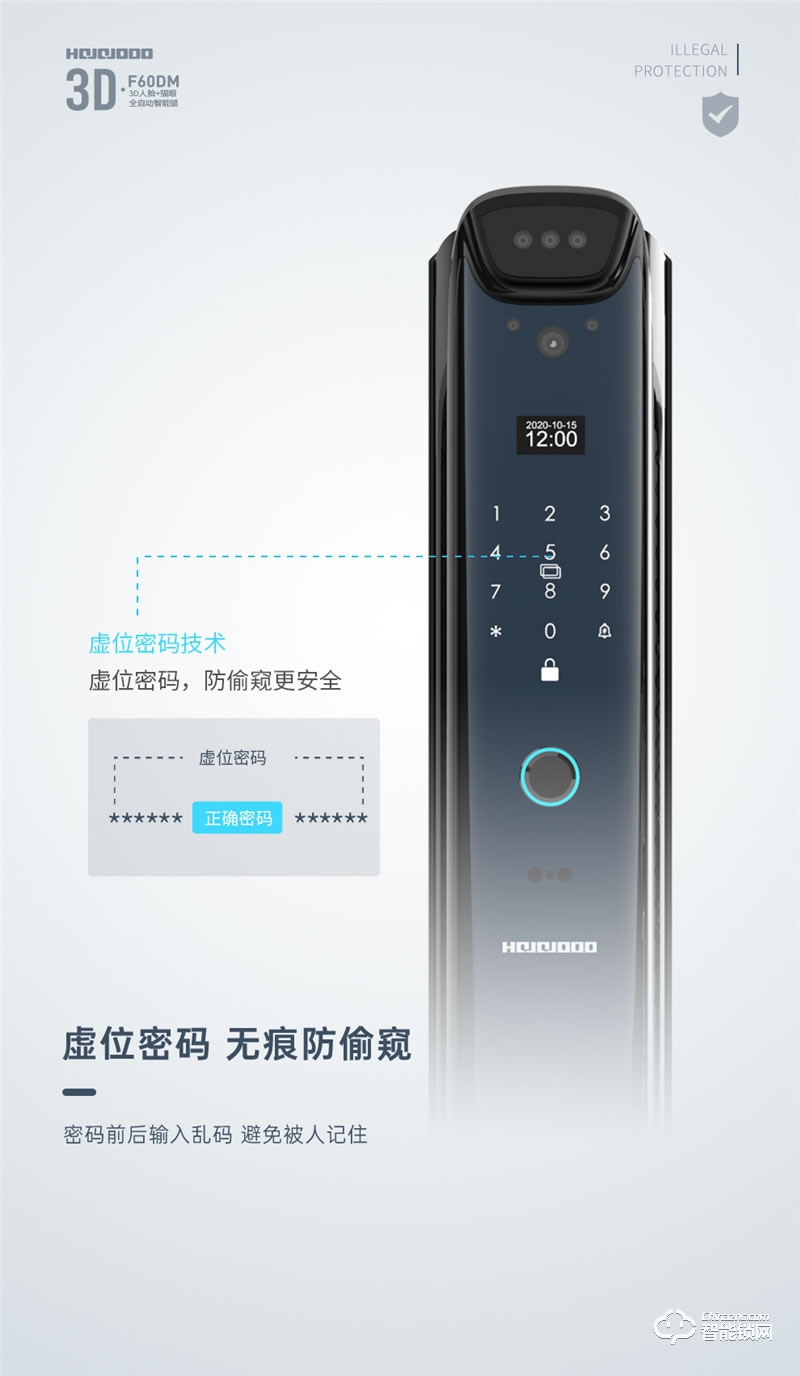 皇家金盾智能鎖 F60DM全自動3D人臉識別鎖