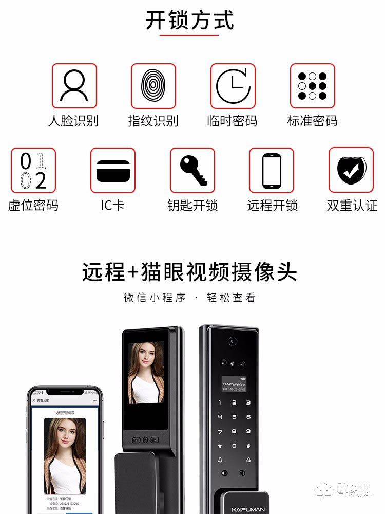 凱普曼智能鎖 K8防盜門智能門鎖密碼鎖