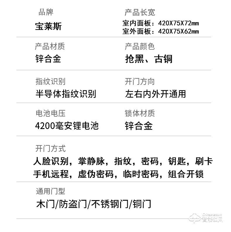 寶萊斯智能鎖 星空一號全自動人臉識別智能鎖