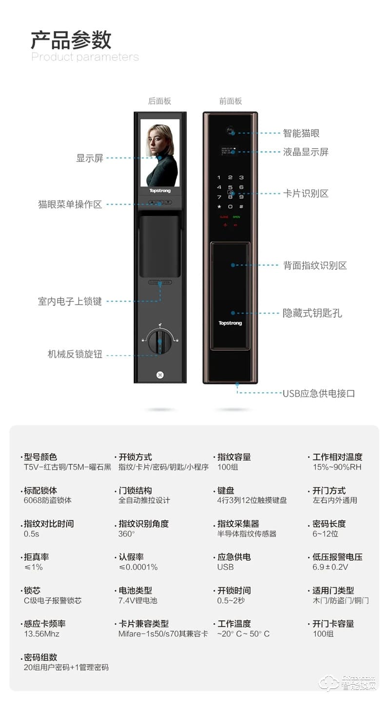 頂固智能鎖 T5全自動貓眼智能鎖