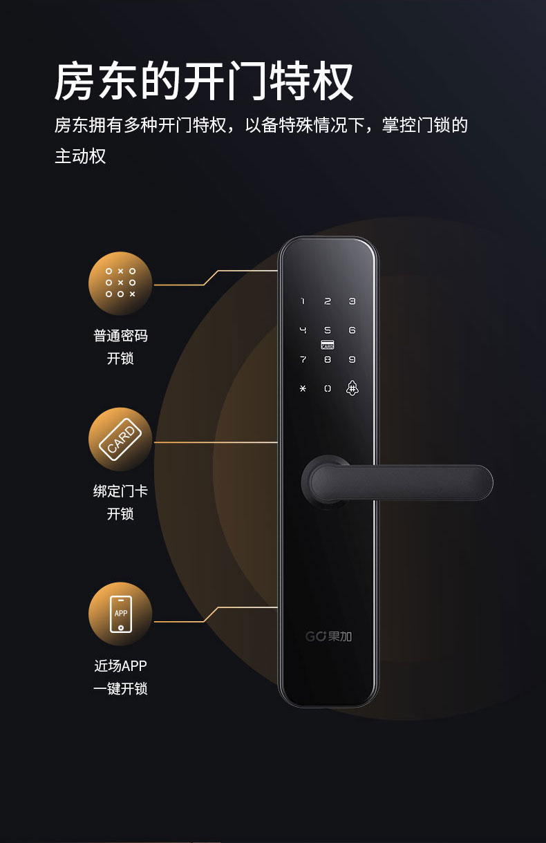 果加智能鎖F0T 公寓民宿密碼鎖 APP遠程下發密碼 刷卡開鎖