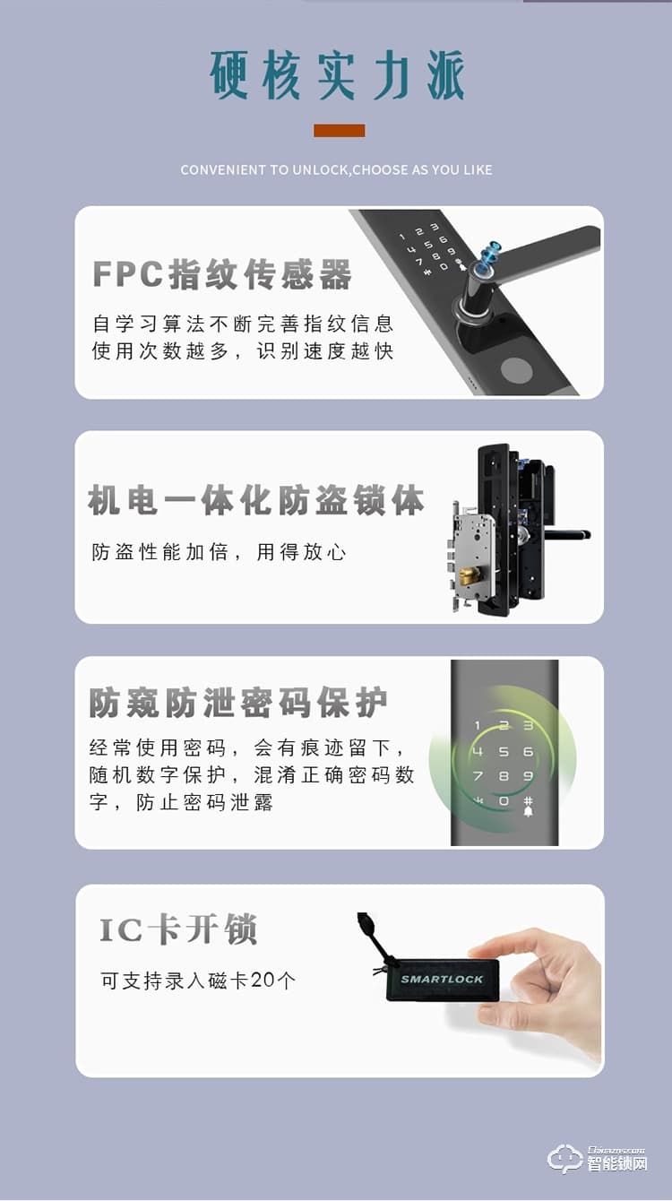 鎖先森H1智能鎖 一體化活體指紋識別