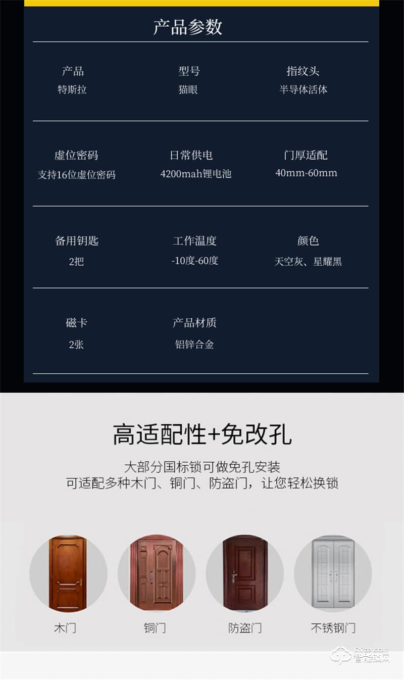 頂尖智派特斯拉全自動(dòng)貓眼智能鎖 全自動(dòng)一鍵解鎖