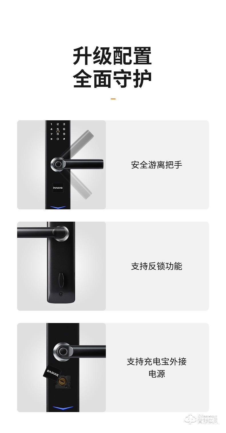 必達智能鎖A6 升級黑晶面板  安防一步到位