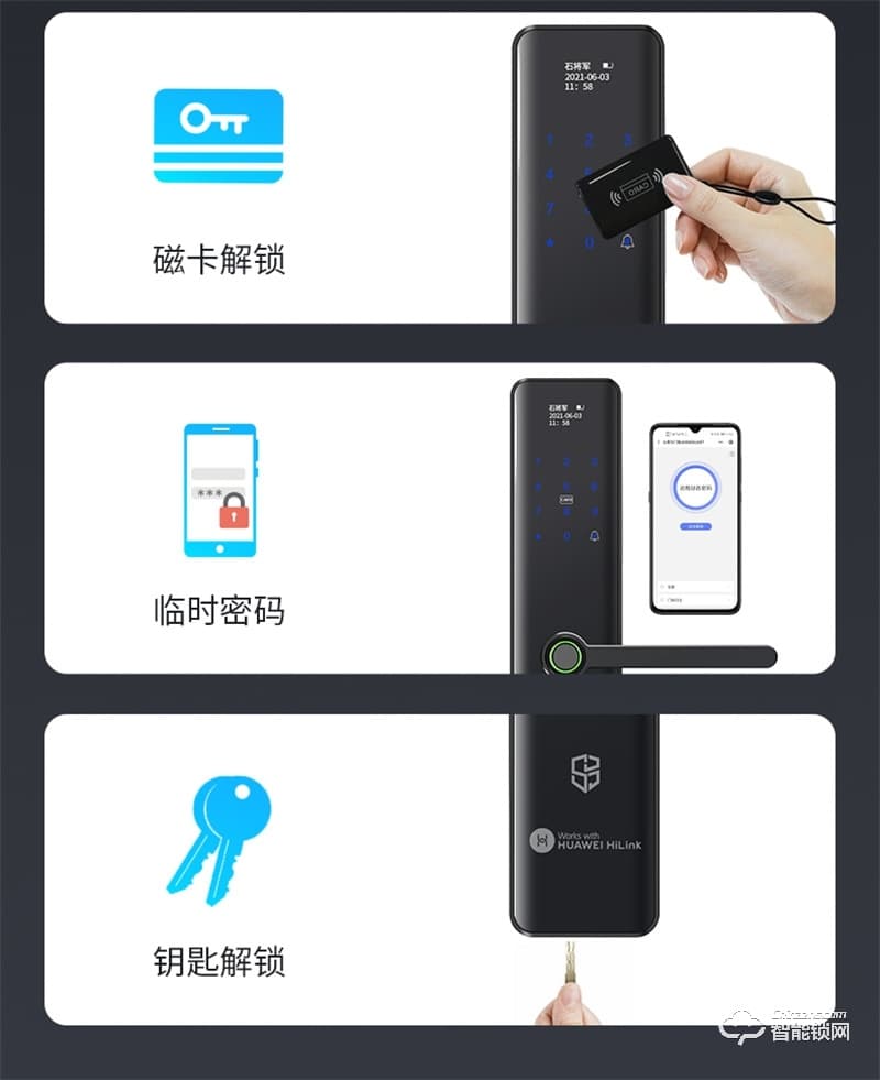 石將軍指紋鎖S3H 家用防盜門(mén)密碼鎖支持HUAWEI HiLink