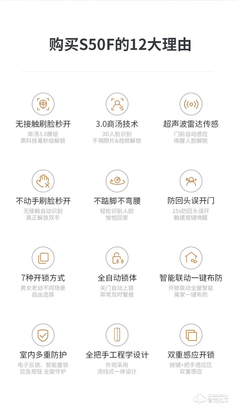 鹿客s50f密碼鎖 家用防盜門指紋鎖3D人臉識別智能鎖