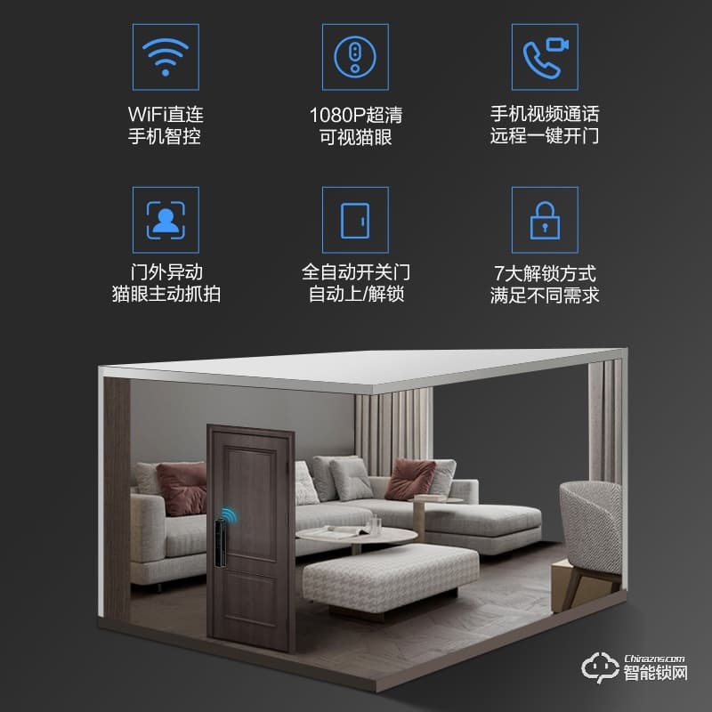 公牛智能鎖EQ04P 可視貓眼密碼鎖全自動智能門鎖