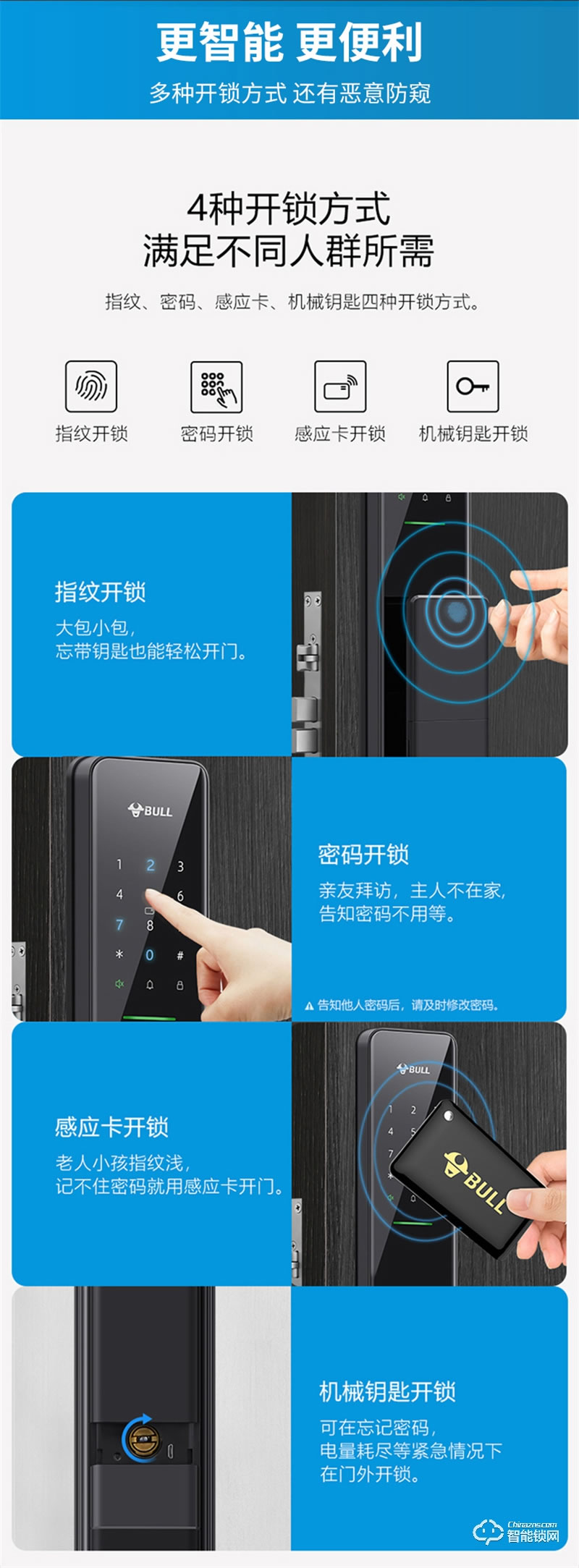 公牛智能指紋鎖X70 家用電子門鎖防盜門密碼鎖