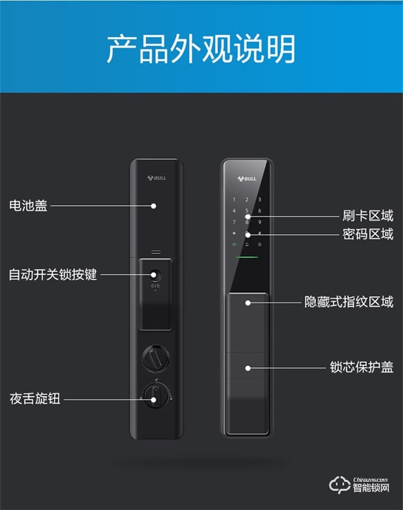 公牛智能指紋鎖X70 家用電子門鎖防盜門密碼鎖