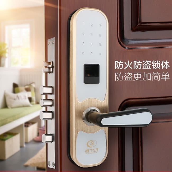 漢谷指紋鎖 手機遠程家用指紋鎖 防盜門木門密碼鎖