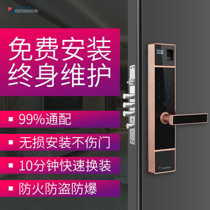 羅曼斯全自動智能鎖DD1 家用防盜門指紋鎖密碼電子入戶門鎖
