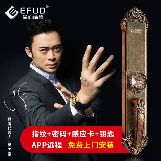 愛而福德指紋鎖 9050家用電子門鎖遠程APP攝像監控智能鎖