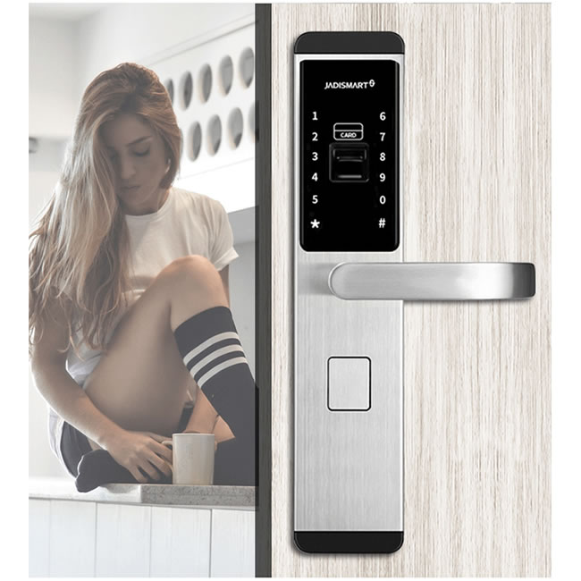 小家丁指紋鎖  H5智能鎖大門鎖磁卡鎖密碼鎖