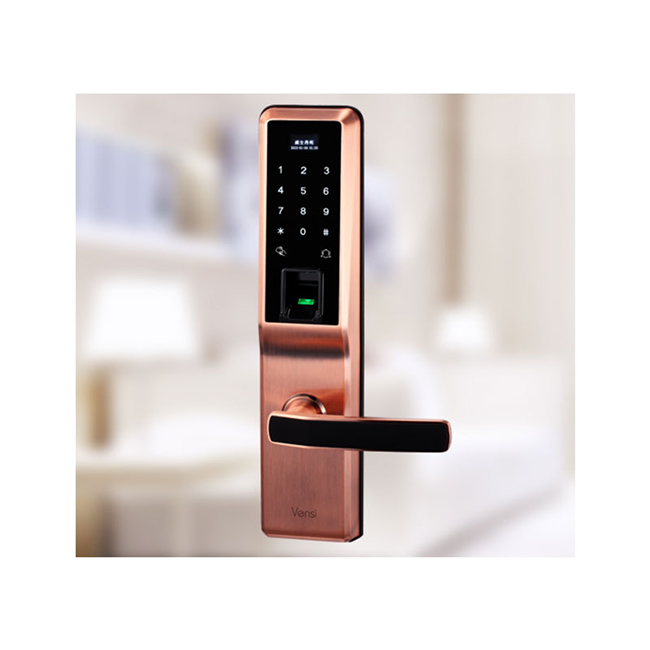 阿波羅智能鎖 紅古銅指紋鎖 家用直板電子密碼鎖