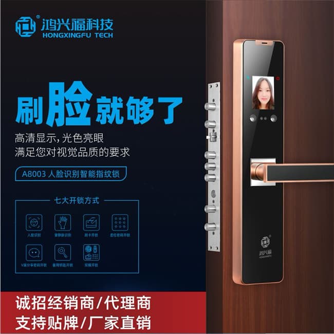 鴻興福智能鎖 A8003人臉識別掌靜脈智能鎖
