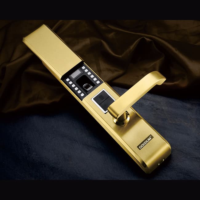 高盾智能鎖 F9800指紋密碼電子鎖 純不銹鋼防盜門天地桿鎖體