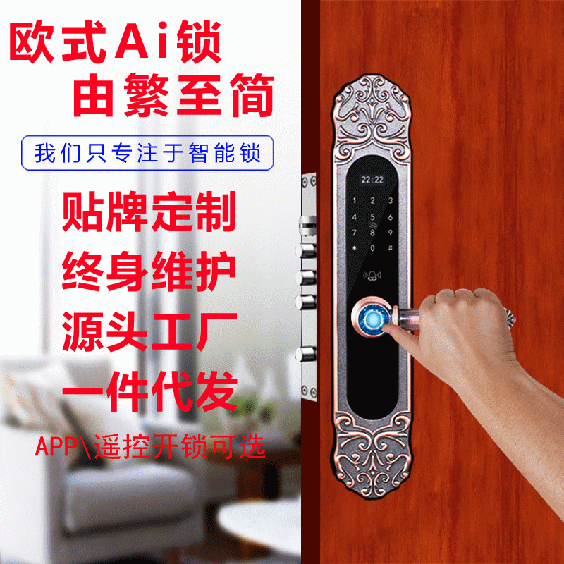 巨石智慧智能鎖 HR-L3歐式智能鎖別墅大門指紋鎖