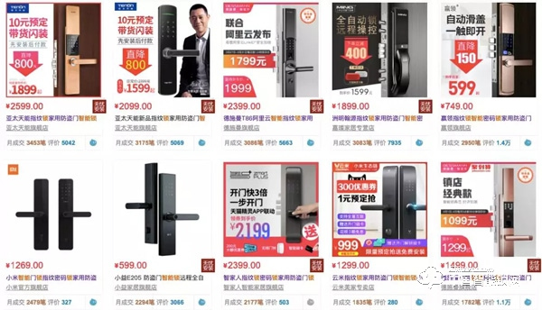 天貓3月智能鎖月銷TOP20出爐，線上熱銷的產(chǎn)品都有哪些？