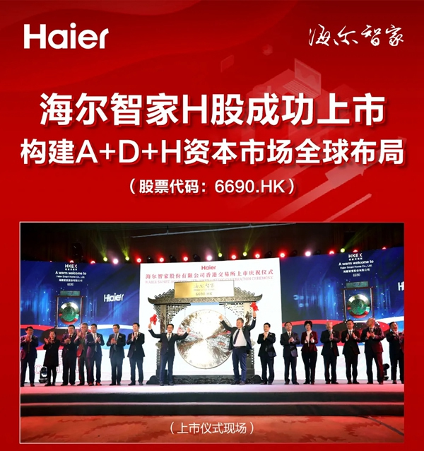 海爾智家H股成功上市!構(gòu)建“A+D+H”全球資本市場(chǎng)布局! 海爾智家H股成功上市!構(gòu)建“A+D+H”全球資本市場(chǎng)布局!