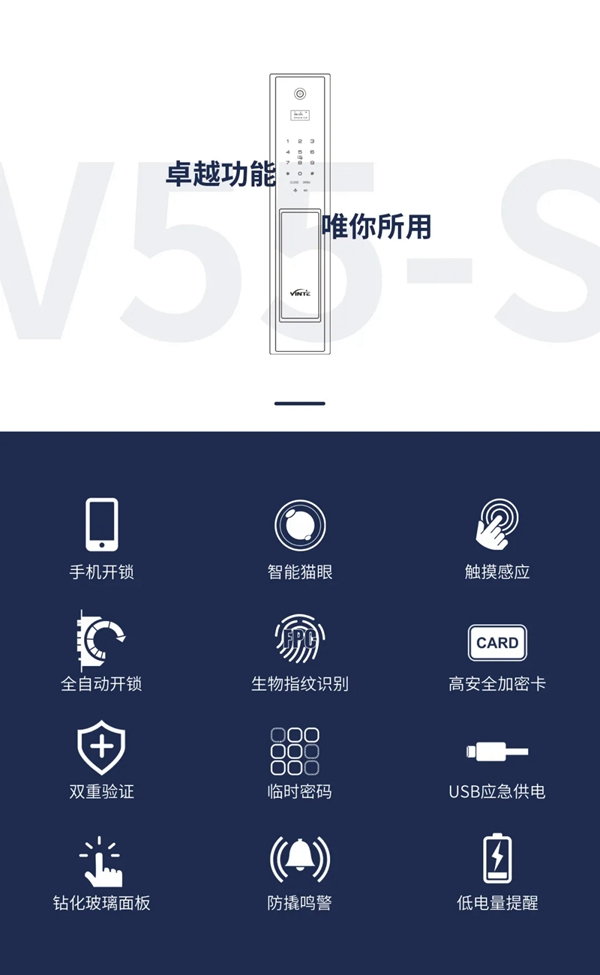 因特V55-S智能貓眼鎖全新升級 因特V55-S智能貓眼鎖全新升級