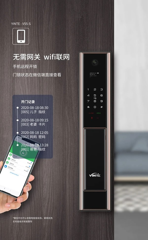 因特V55-S智能貓眼鎖全新升級 因特V55-S智能貓眼鎖全新升級