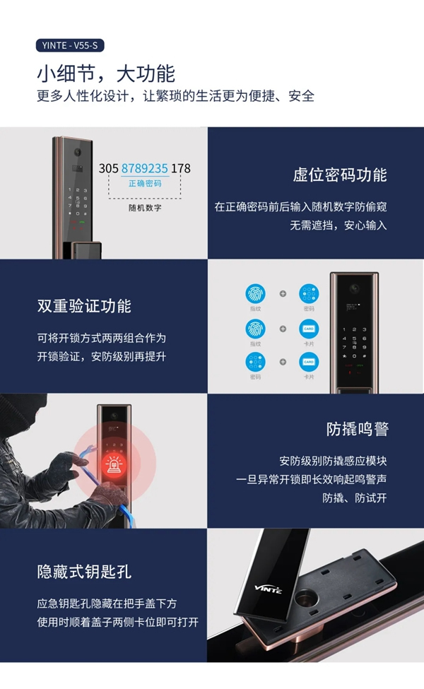 因特V55-S智能貓眼鎖全新升級 因特V55-S智能貓眼鎖全新升級