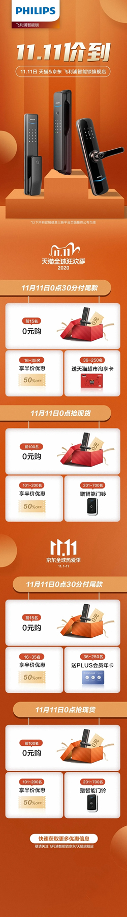 飛利浦智能鎖雙11鉅惠來襲 智能鎖限時0元搶! 飛利浦智能鎖雙11鉅惠來襲 智能鎖限時0元搶!