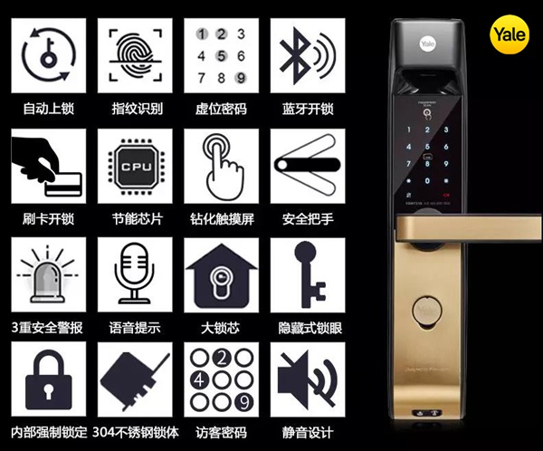 耶魯智能鎖YDM7216-KA，多重安保融合人性化開鎖給你超凡體驗