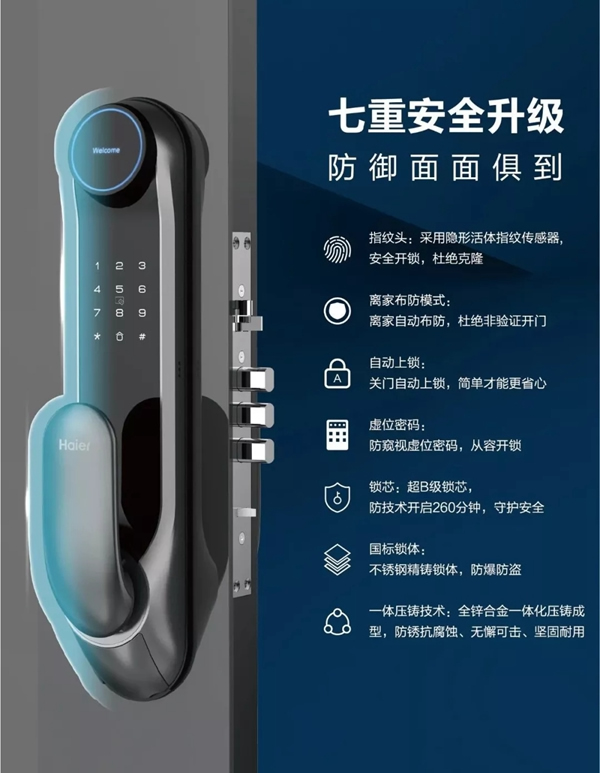 海爾智慧家居智能鎖,2019年煥新從家門開始 海爾智慧家居智能鎖,2019年煥新從家門開始
