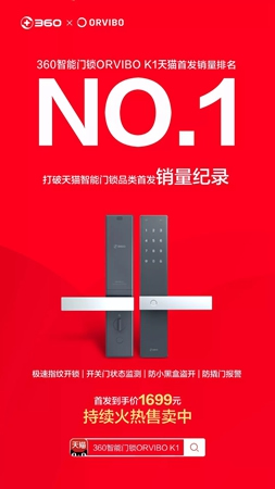 360×歐瑞博攜手推出的ORVIBO K1天貓首發銷量榮登NO.1 360×歐瑞博攜手推出的ORVIBO K1天貓首發銷量榮登NO.1