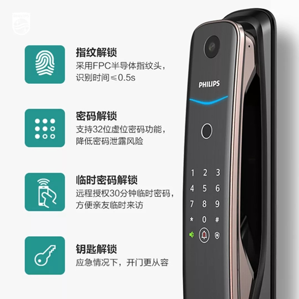 飛利浦智能鎖：貓眼、門鈴、門鎖功能三合一！