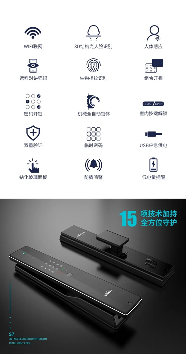因特智能鎖新品·S7:3D人臉識(shí)別全功能對(duì)講鎖,耀目登場(chǎng) 因特智能鎖新品·S7:3D人臉識(shí)別全功能對(duì)講鎖,耀目登場(chǎng)