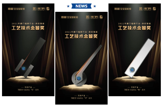 頂固安全門鎖榮獲2021年度門墻柜行業(yè)·供應(yīng)鏈類“工藝技術(shù)金智獎”